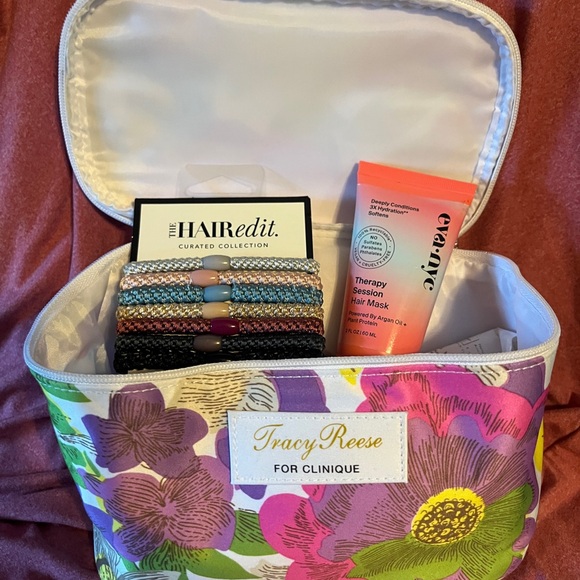 clinique Handbags - Hair Care Set of 3 items: Clinique Floral Cosmetic Bag , Hair Mask and Hair Ties